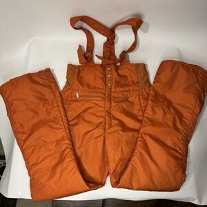 Gerry Vintage Ski Bibs Overalls Men's Size M Orange Made In USA